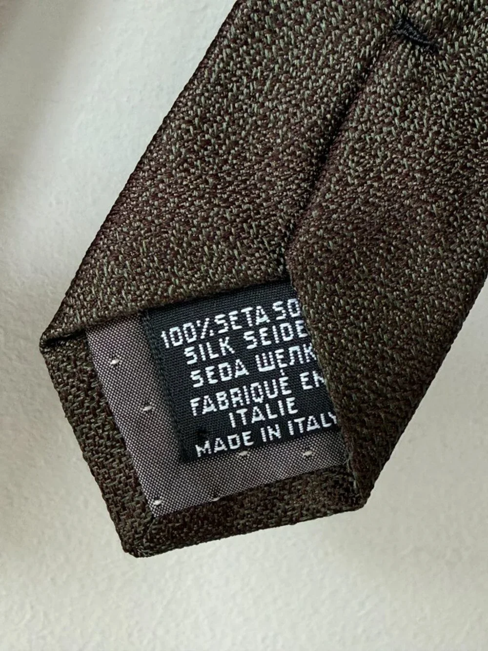 Gianfranco Ferré Vintage 100% Silk Tie Brown Olive Green Made Italy Luxury